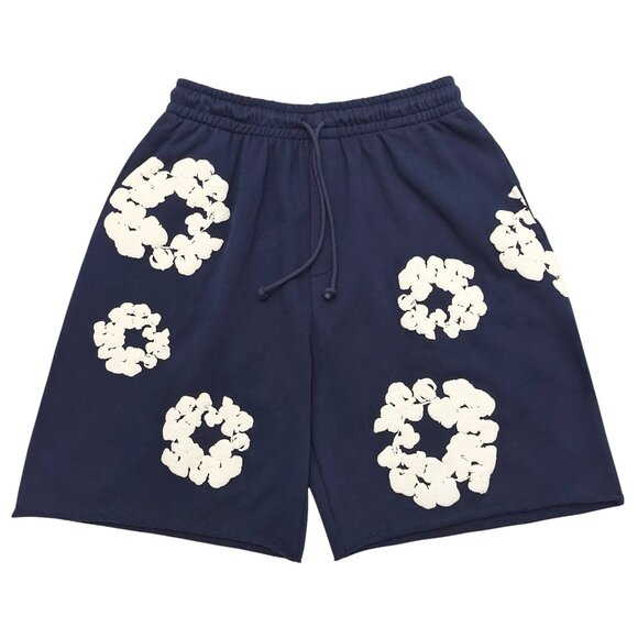 Denim Tears The Cotton Wreath Shorts Navy - Picture 1 of 3